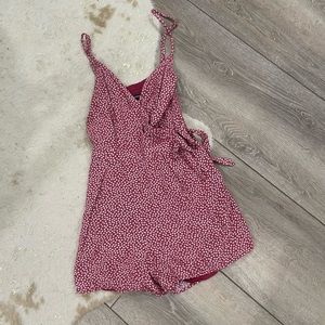 Abercrombie & Fitch red floral wrap romper